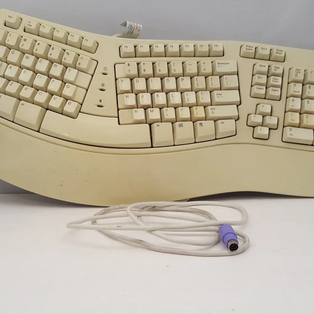 Microsoft WB-0045 X06-19347 Natural Elite Wired PS/2 White Ergonomic Keyboard